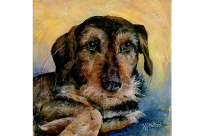Acrylic mixed breed dog painting