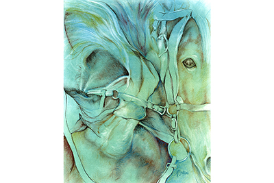 Determination - abstract pastel horse drawing