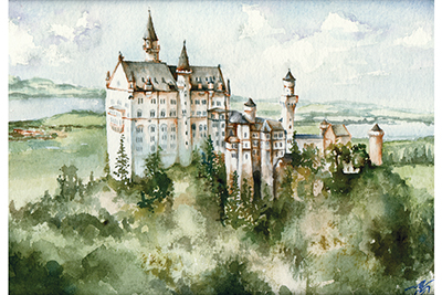 Neuschwanstein castle - watercolor painting
